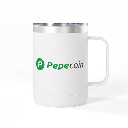 Pepecoin Coffee Mug Tumbler, 15oz (White)