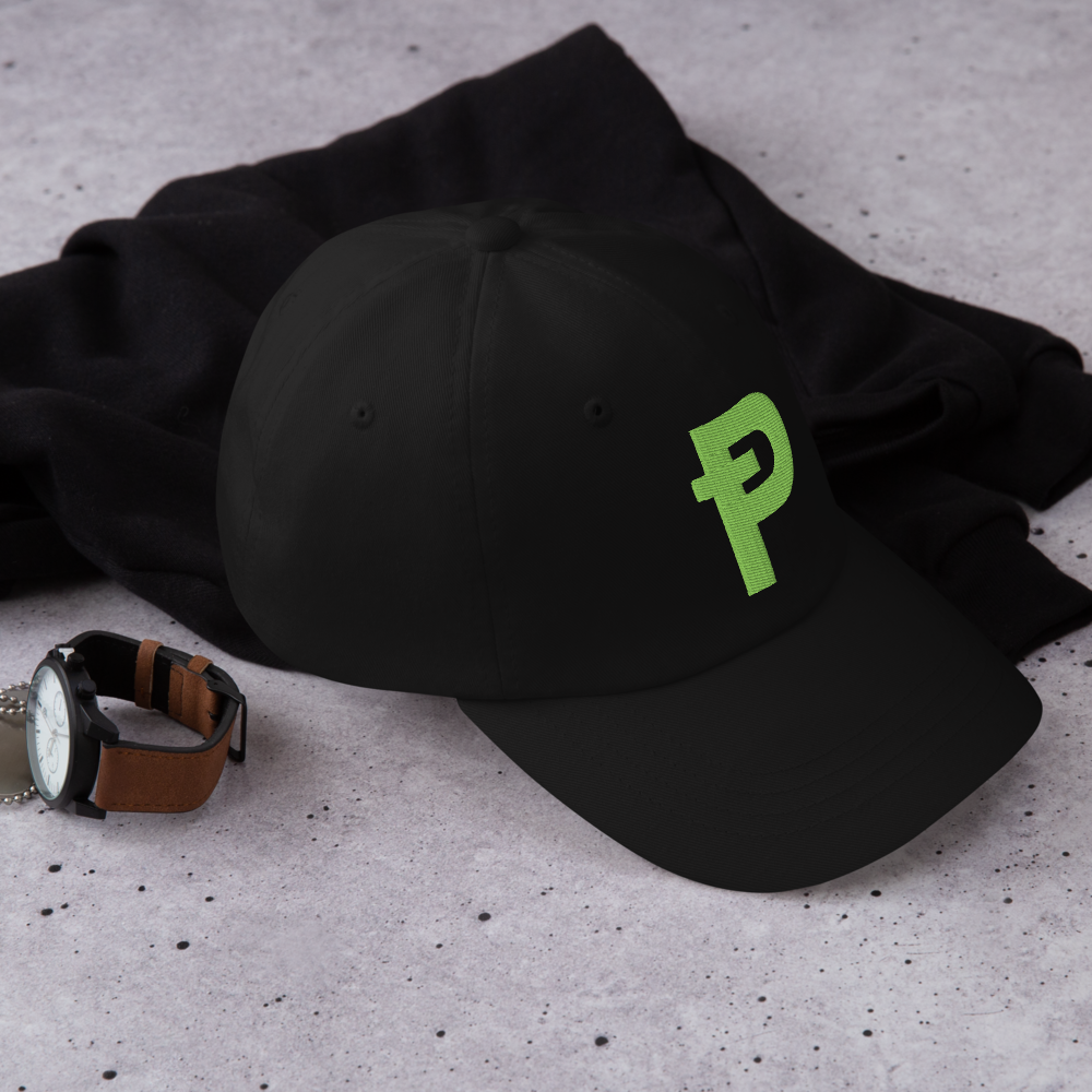 Pepecoin Hat (Black with Green Ᵽ)
