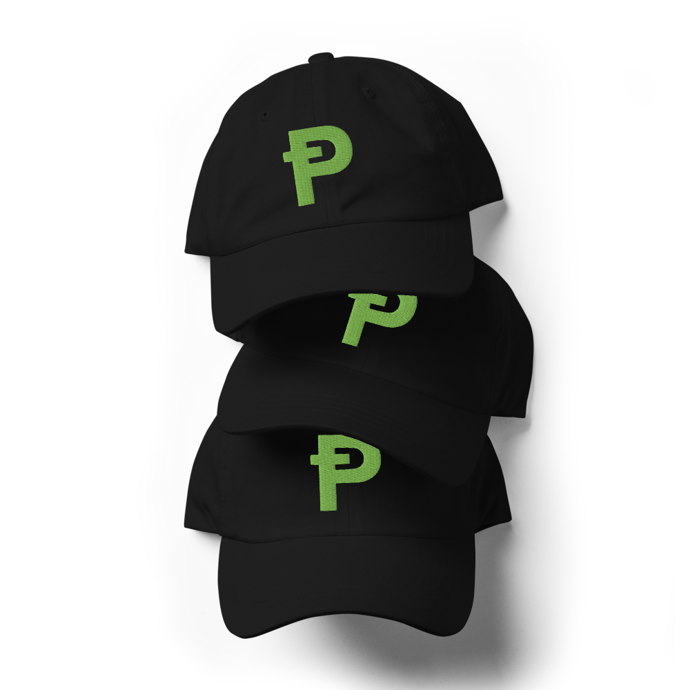 Pepecoin Hat (Black with Green Ᵽ)
