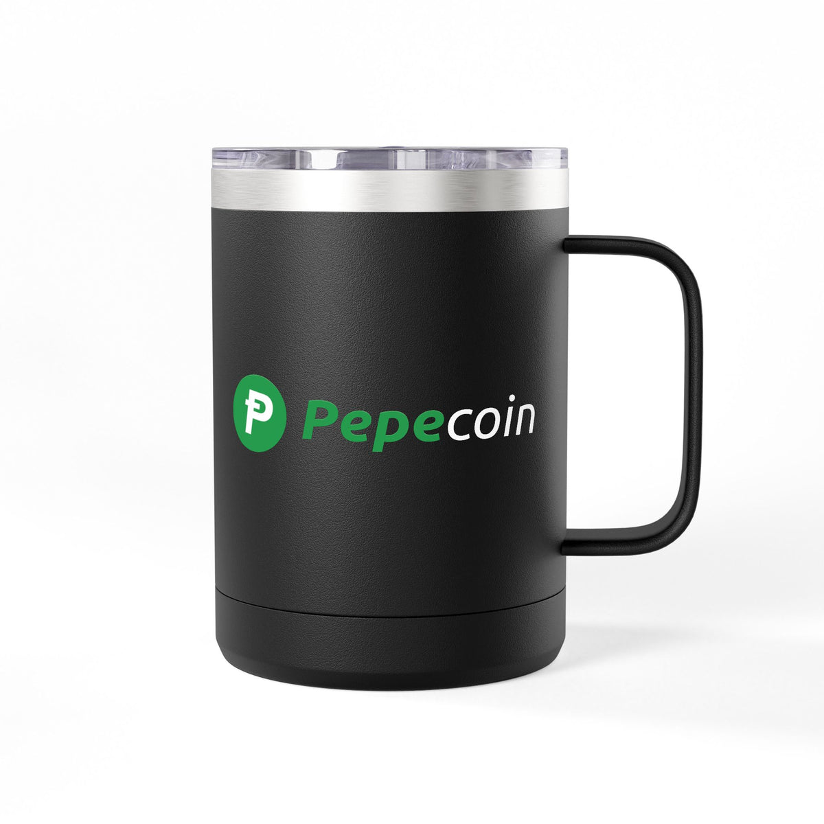 Pepecoin Coffee Mug Tumbler, 15oz (Black)